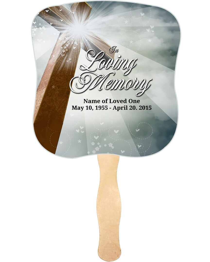Eternal Cardstock Memorial Fan With Wooden Handle (Pack of 10).