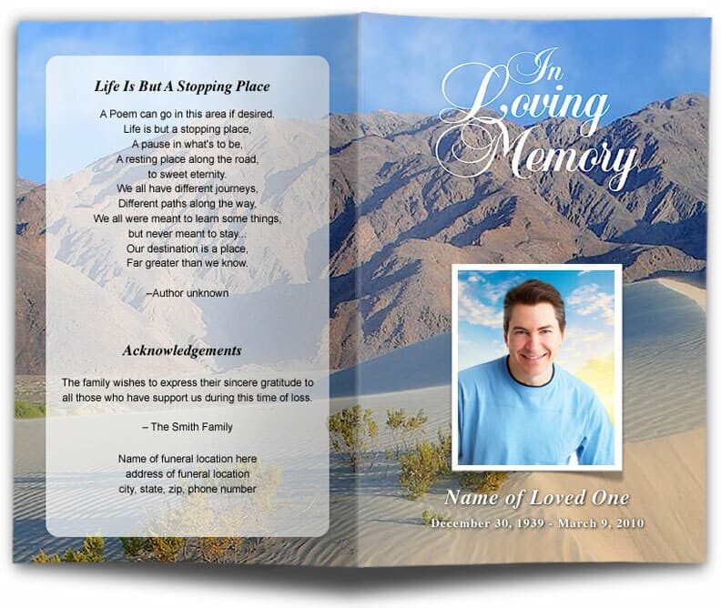 Sandy Funeral Program Template.