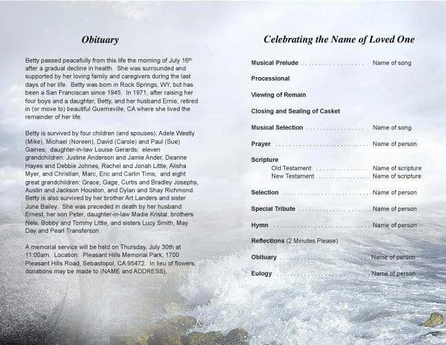 Lighthouse Funeral Program Template.