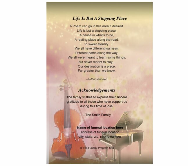 Harmony Small Memorial Card Template.