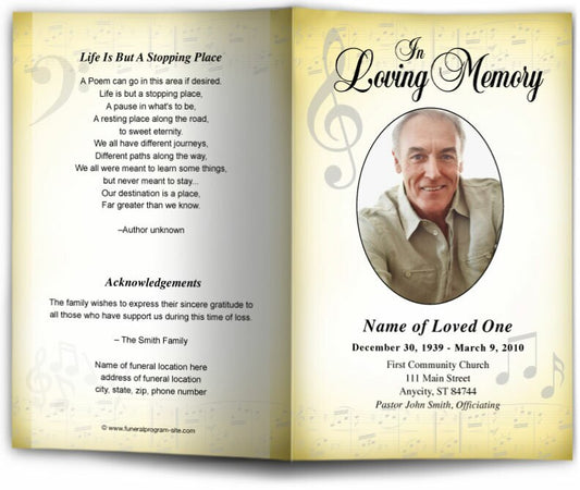 Musical Funeral Program Template.