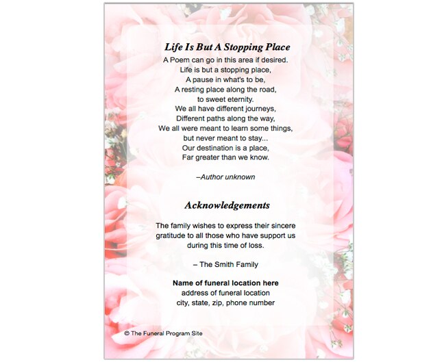 Precious Small Memorial Card Template.