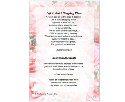 Precious Small Memorial Card Template.
