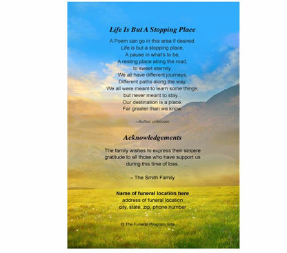 Horizon Small Memorial Card Template.