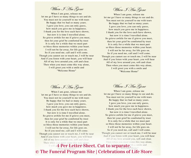 Lily Small Memorial Card Template.