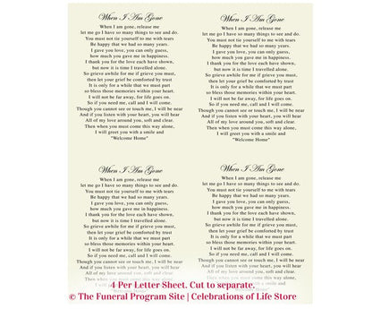 Lily Small Memorial Card Template.