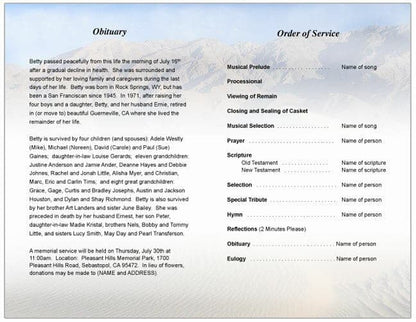 Sandy Funeral Program Template.