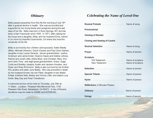 Tropical Funeral Program Template.