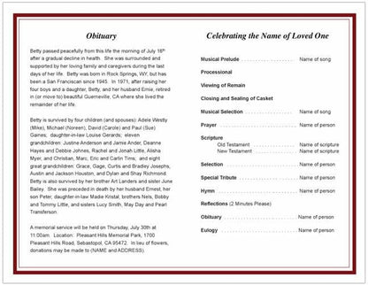 Borderline Funeral Program Template.