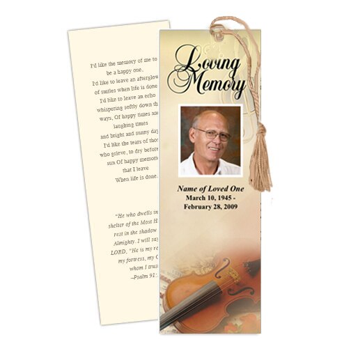 Harmony Memorial Bookmark Template.