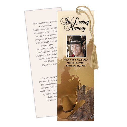 Ranch Memorial Bookmark Template.