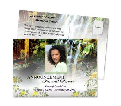 Serene Funeral Announcement Postcard Template.