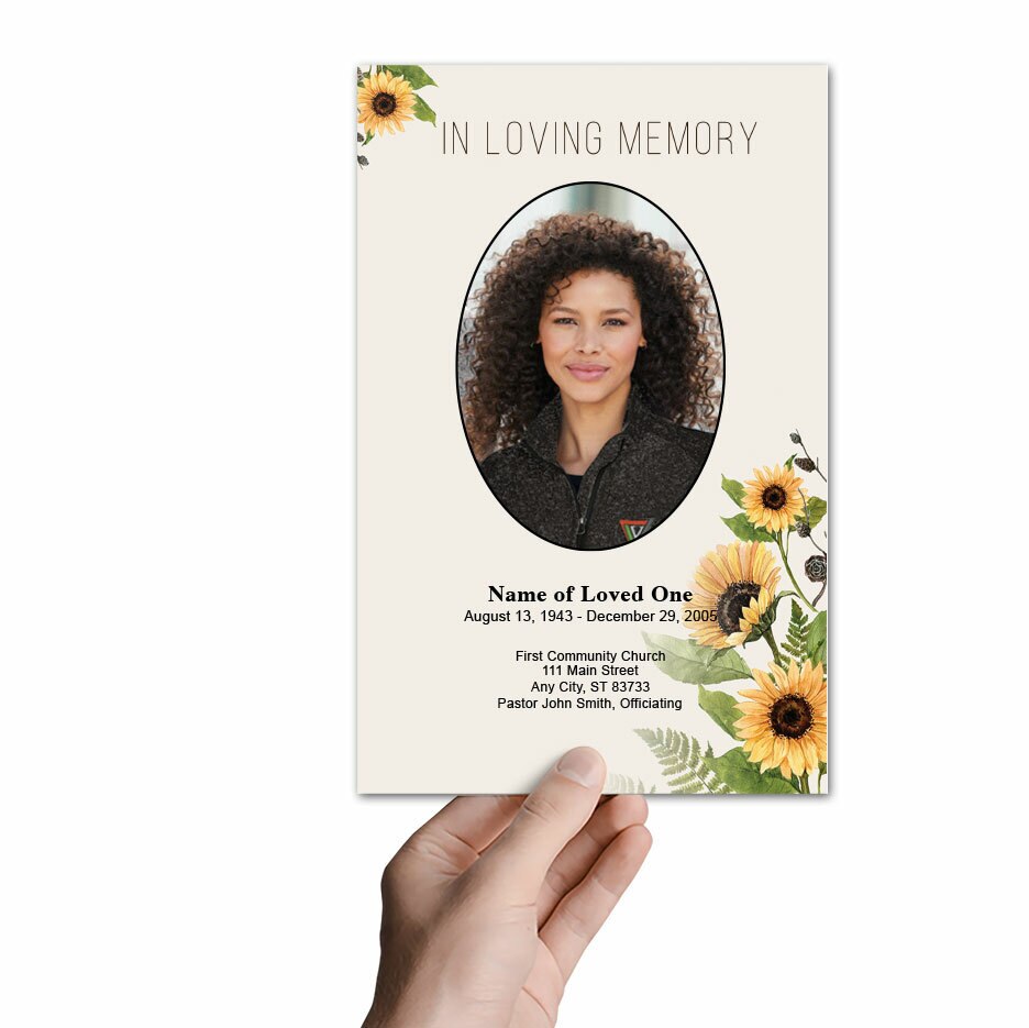 Black Eyed Susan Watercolor Funeral Program Template.