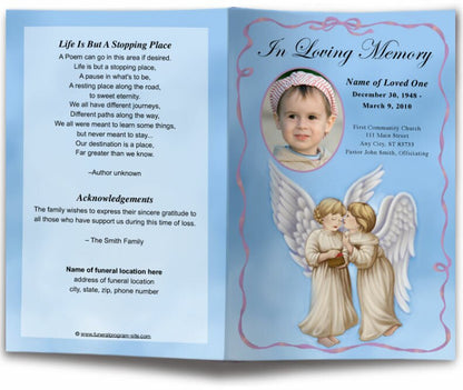 Wings Funeral Program Template.