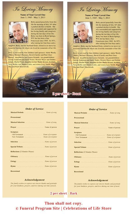 Classic Car Funeral Flyer Template.