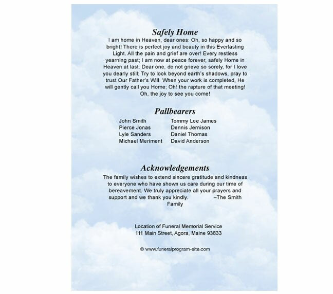 Seascape Small Memorial Card Template.
