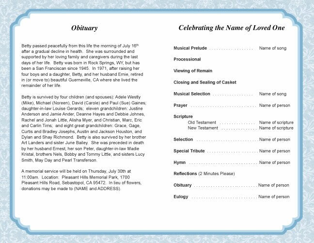 Cambria Funeral Program Template.