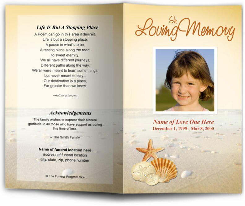 Seashore Funeral Program Template.