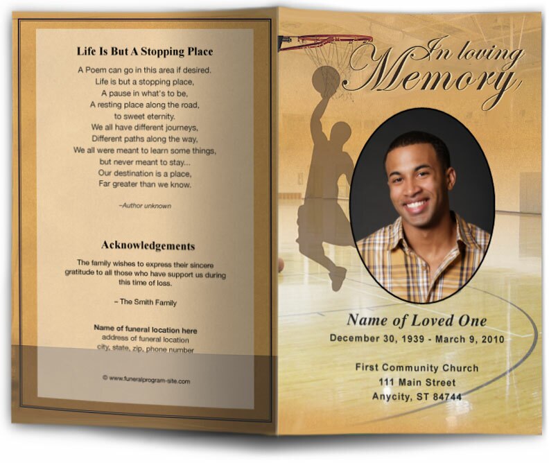 Basketball Funeral Program Template.