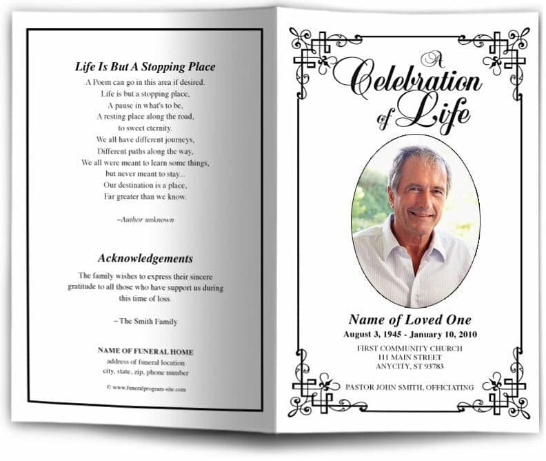 Ornate Funeral Program Template.