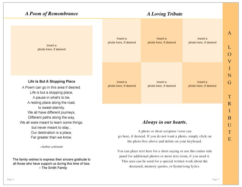 Floral 8-Sided Graduated Funeral Program Template.