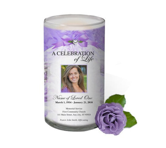 Amethyst Personalized Glass Memorial Candle.