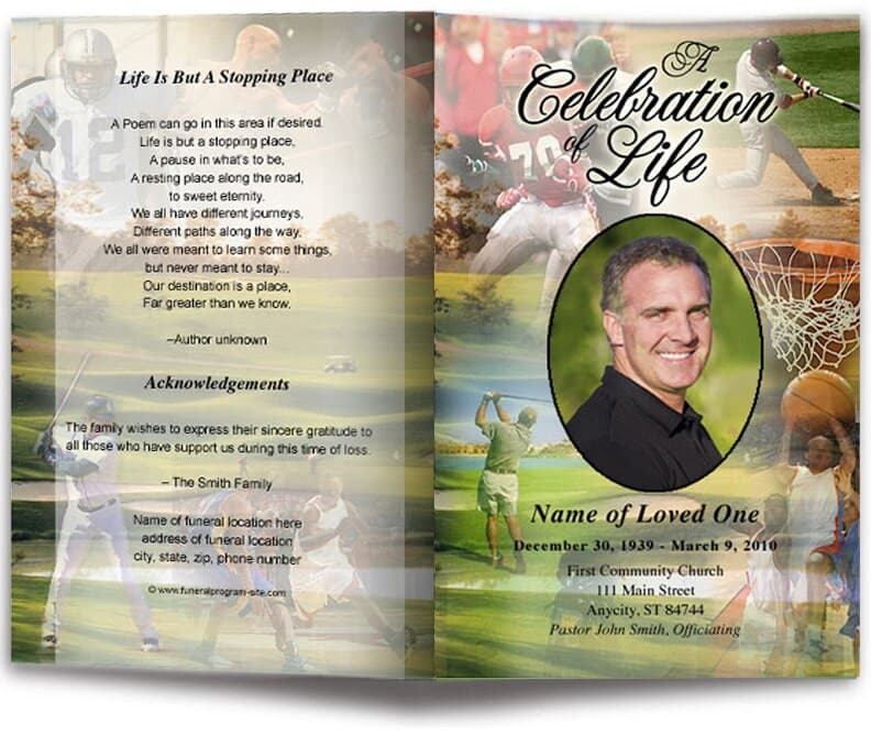 Funeral Program Inserts Sports Funeral Program Template | DIY Funeral Programs – Funeral ...