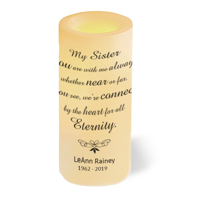 My Sister Personalized Flameless LED Memorial Candle.