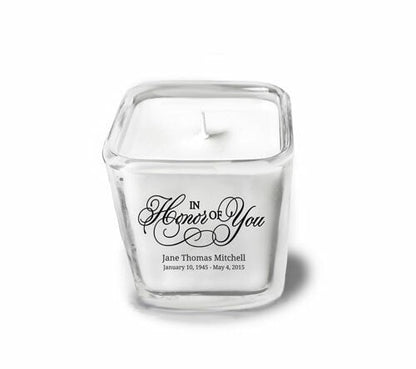 In Honor of You Glass Cube Memorial Candle.