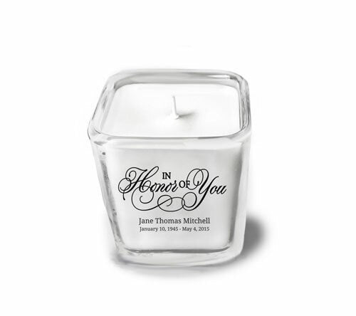 In Honor of You Glass Cube Memorial Candle.
