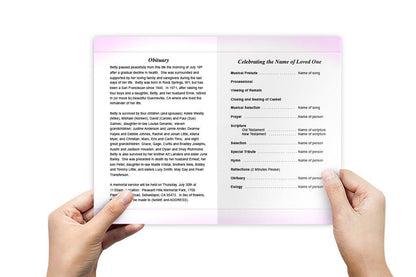 Breast Cancer Pink Ribbon Funeral Program Template.