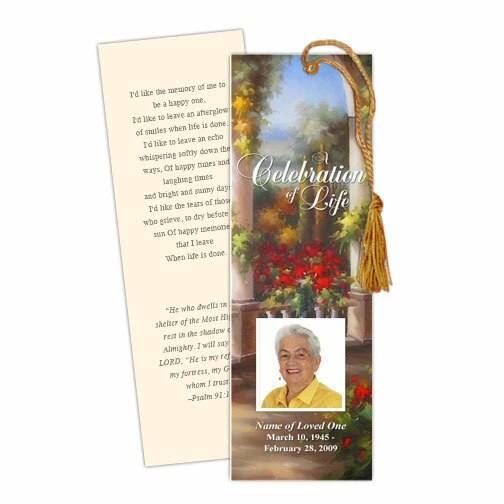 Tuscany Memorial Bookmark Template.