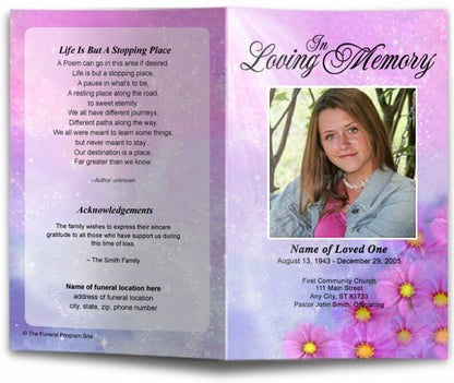 Sparkle Funeral Program Template.