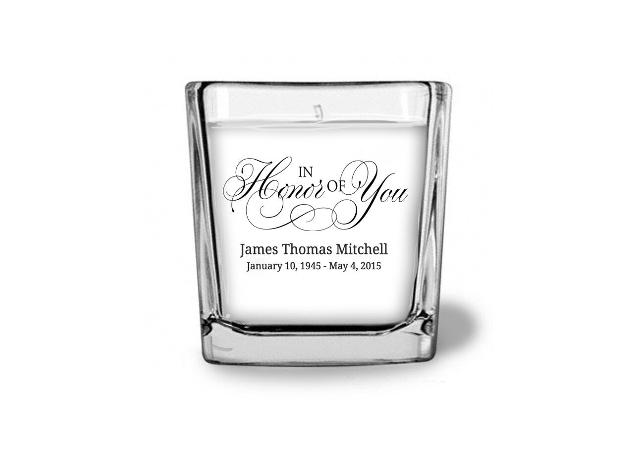 In Honor of You Glass Cube Memorial Candle.