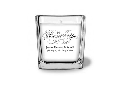 In Honor of You Glass Cube Memorial Candle.