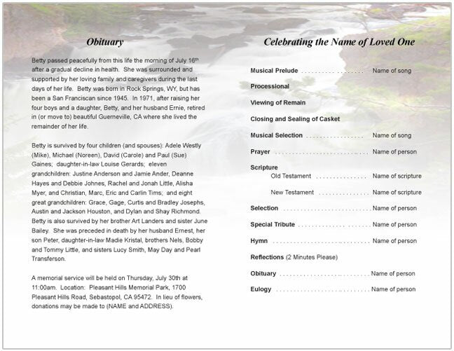 Graceful Funeral Program Template.