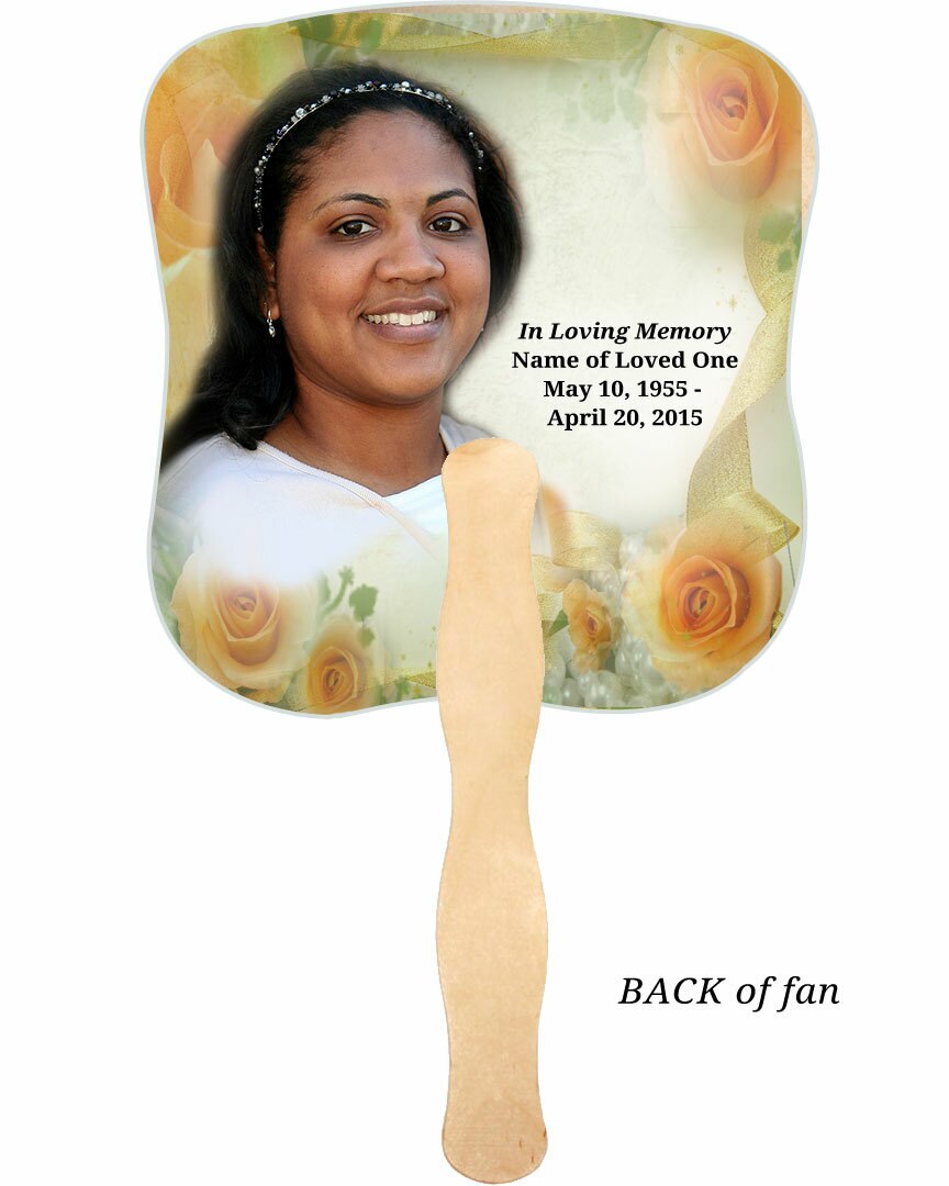 Rejoice Cardstock Memorial Fan With Wooden Handle (Pack of 10).