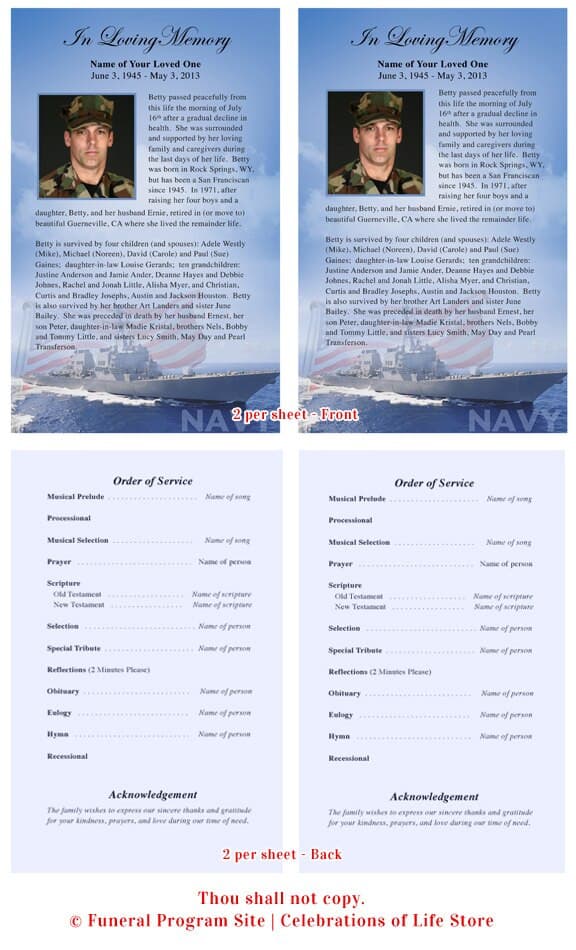 Navy Funeral Flyer Template.