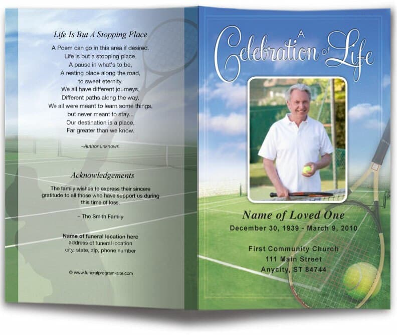 Tennis Funeral Program Template.