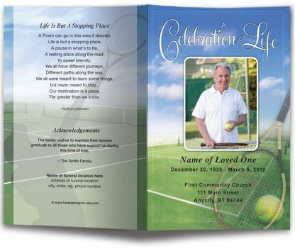 Tennis Funeral Program Template.