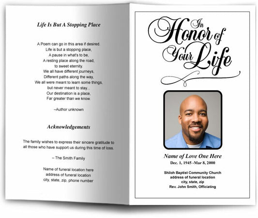 Honor Funeral Program Template.