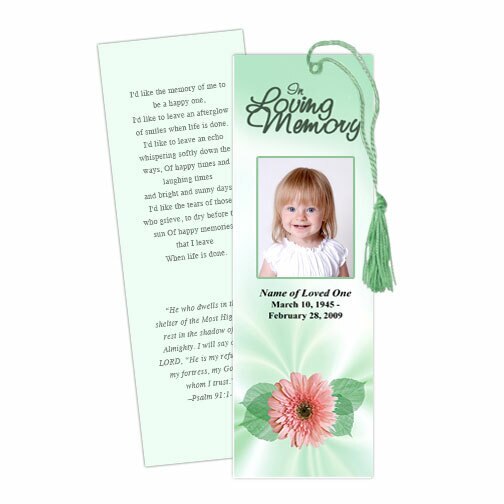 Blossom Memorial Bookmark Template.