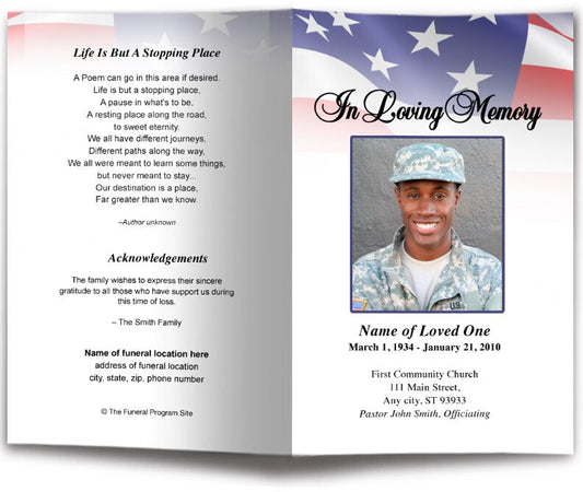 America Funeral Program Template.