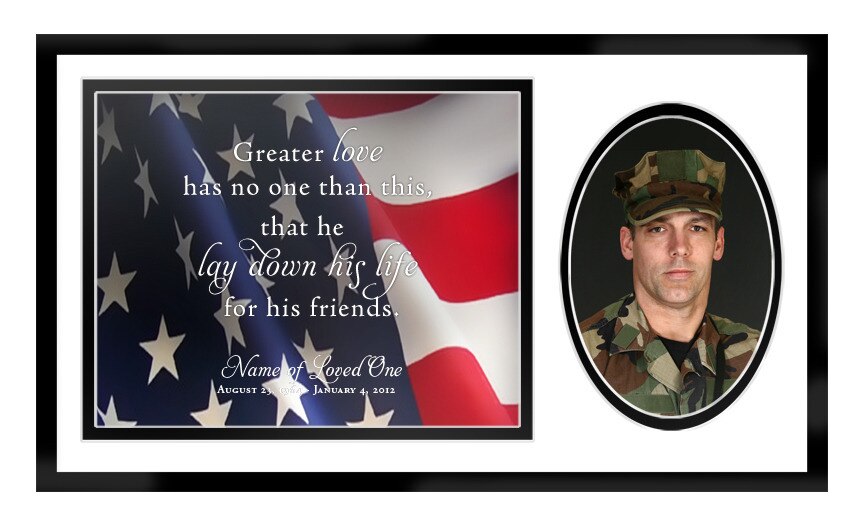 US Flag Memorial Frame Plaque Keepsake.