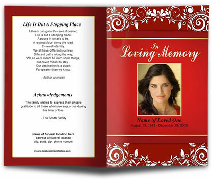 Ruby Funeral Program Template.