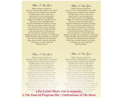 Flora Small Memorial Card Template.