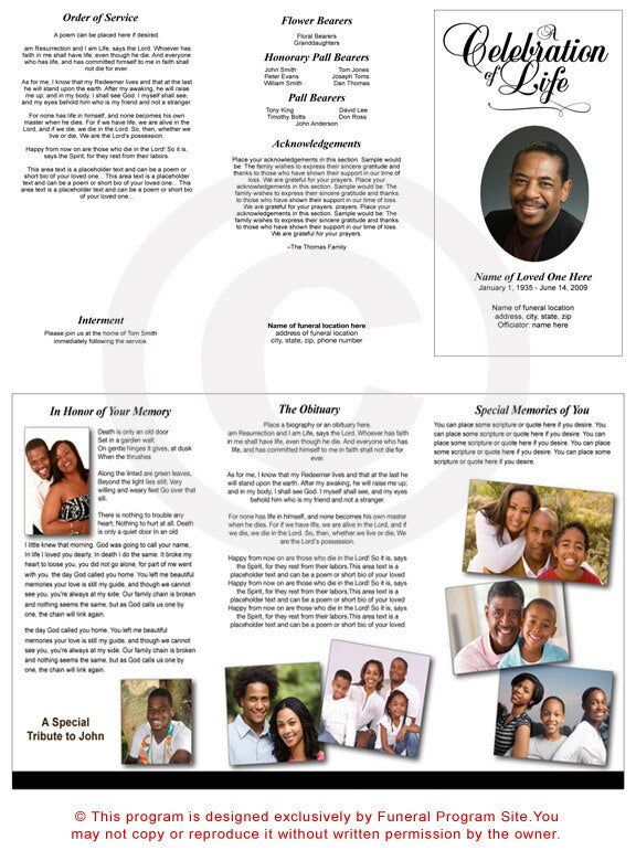 Classic TriFold Funeral Brochure Template.