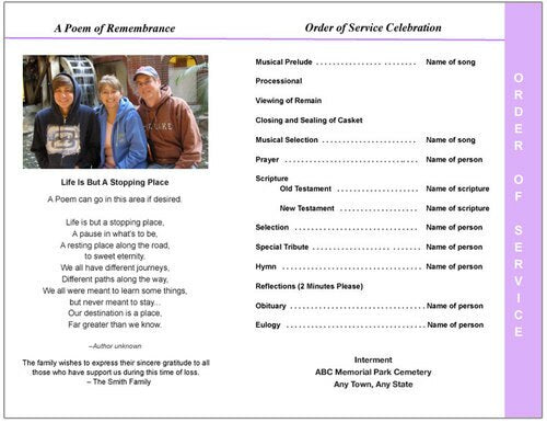 Lavender 8-Sided Funeral Graduated Program Template.