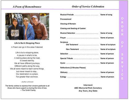 Lavender 8-Sided Funeral Graduated Program Template.