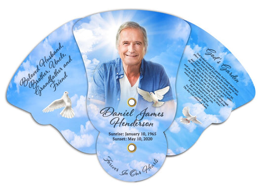 Doves Memorial Custom Folding Hand Held Fan (Pack of 10).